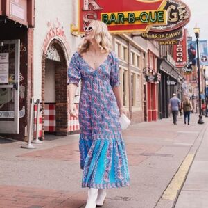 Printfresh Good Graces Dress in Rhinestone Cowgirl Blue Jean XL - NEW